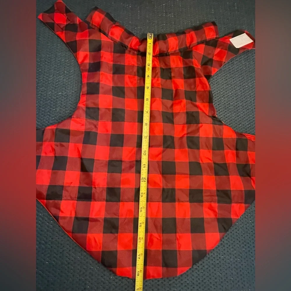 Plaid Dog Coat & NWT Rope Toy | Red Black Buffalo Check | Lightweight Jacket